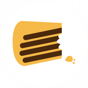 Chocolate cake slice with layers and frosting, perfect for gaming-themed desserts or treats.