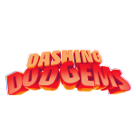 Dashing Dodgems game logo with vibrant 3D text and colorful design.