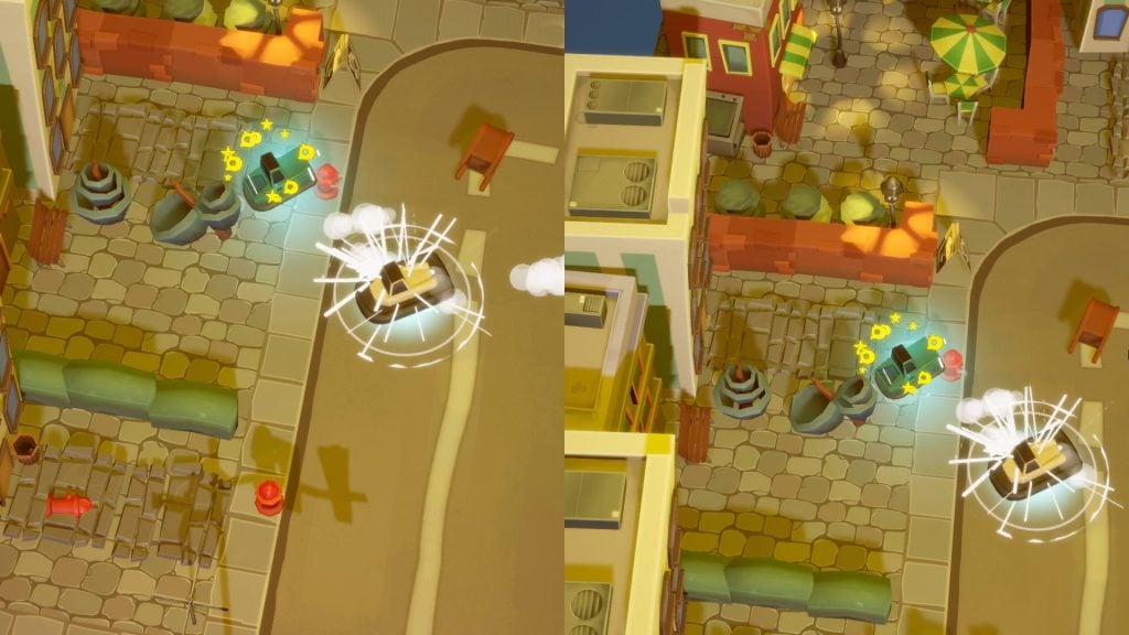 Colorful arcade-style scene from Dashing Dodgems by Yellowcake Games.