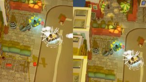 Colorful arcade-style scene from Dashing Dodgems by Yellowcake Games.