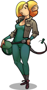 Dashing Dodgems game character with a confident pose and stylish outfit.