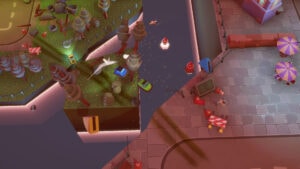 Colorful amusement park with bumper cars and rides for Dashing Dodgems.