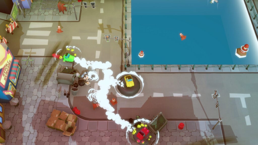 Dashing Dodgems arcade game with colorful cars and dynamic action.